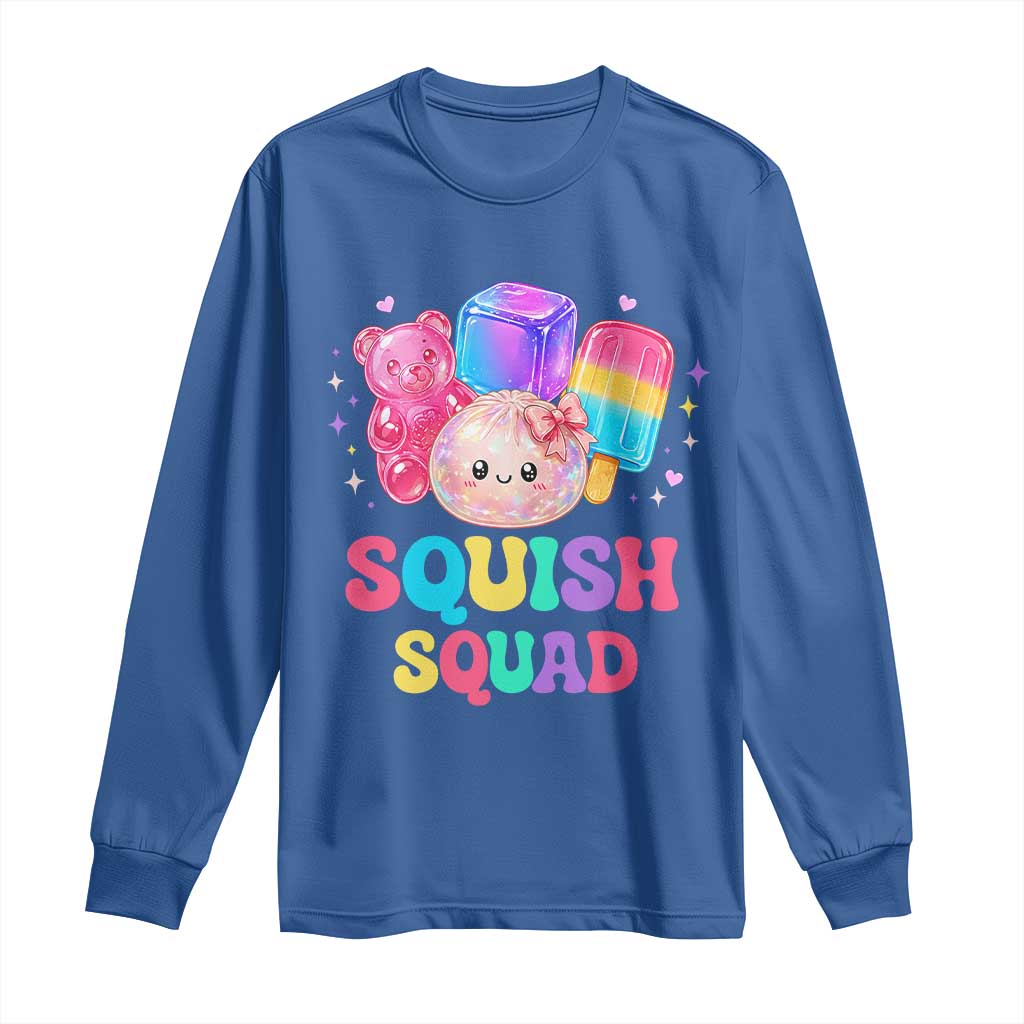 Squish Squad Kawaii Glitter Dumpling and Candy Graphic Long Sleeve Shirt Cute Gummy Bear Popsicle TS02 Royal Blue Print Your Wear