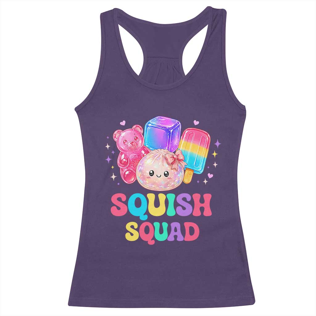 Squish Squad Kawaii Glitter Dumpling and Candy Graphic Racerback Tank Top Cute Gummy Bear Popsicle TS02 Purple Print Your Wear