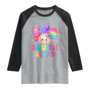 Squish Squad Kawaii Glitter Dumpling and Candy Graphic Raglan Shirt Cute Gummy Bear Popsicle TS02 Heather Gray Black Print Your Wear