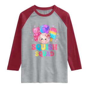 Squish Squad Kawaii Glitter Dumpling and Candy Graphic Raglan Shirt Cute Gummy Bear Popsicle TS02 Heather Gray Heather Red Print Your Wear