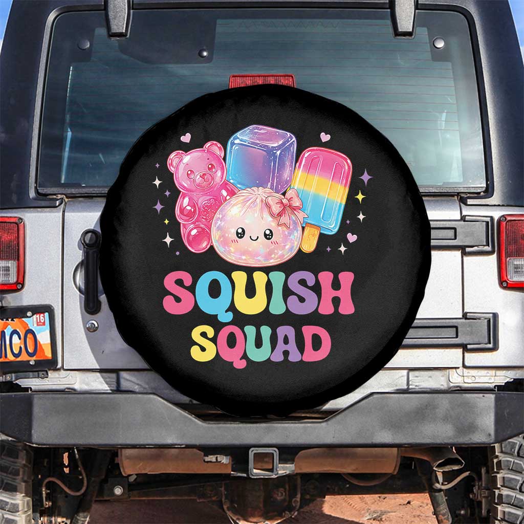 Squish Squad Kawaii Glitter Dumpling and Candy Graphic Spare Tire Cover Cute Gummy Bear Popsicle TS02 No hole Black Print Your Wear