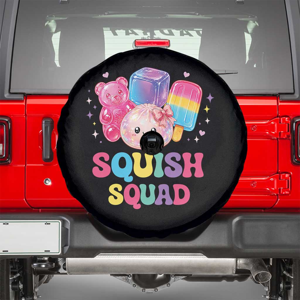Squish Squad Kawaii Glitter Dumpling and Candy Graphic Spare Tire Cover Cute Gummy Bear Popsicle TS02 Black Print Your Wear