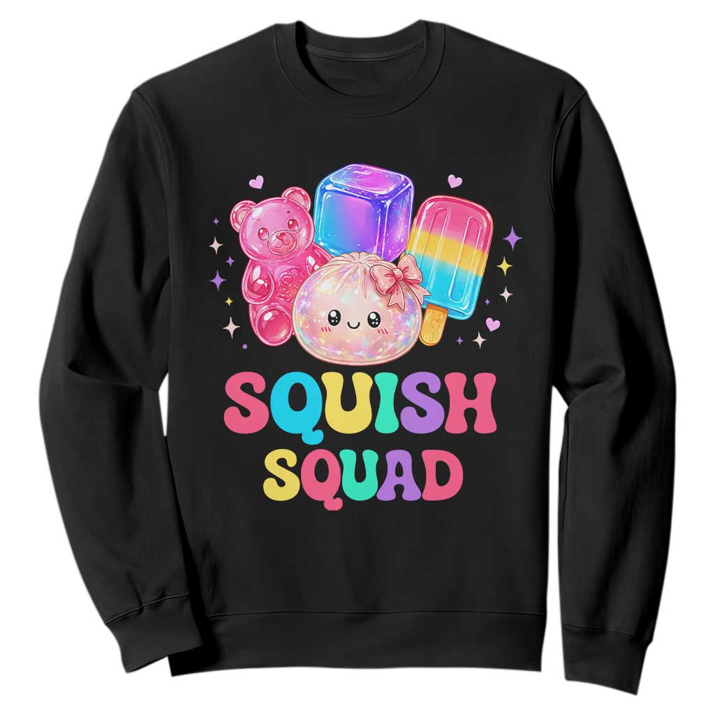 Squish Squad Kawaii Glitter Dumpling and Candy Graphic Sweatshirt Cute Gummy Bear Popsicle TS02 Black Print Your Wear