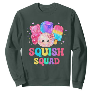 Squish Squad Kawaii Glitter Dumpling and Candy Graphic Sweatshirt Cute Gummy Bear Popsicle TS02 Dark Forest Green Print Your Wear