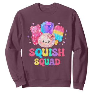 Squish Squad Kawaii Glitter Dumpling and Candy Graphic Sweatshirt Cute Gummy Bear Popsicle TS02 Maroon Print Your Wear