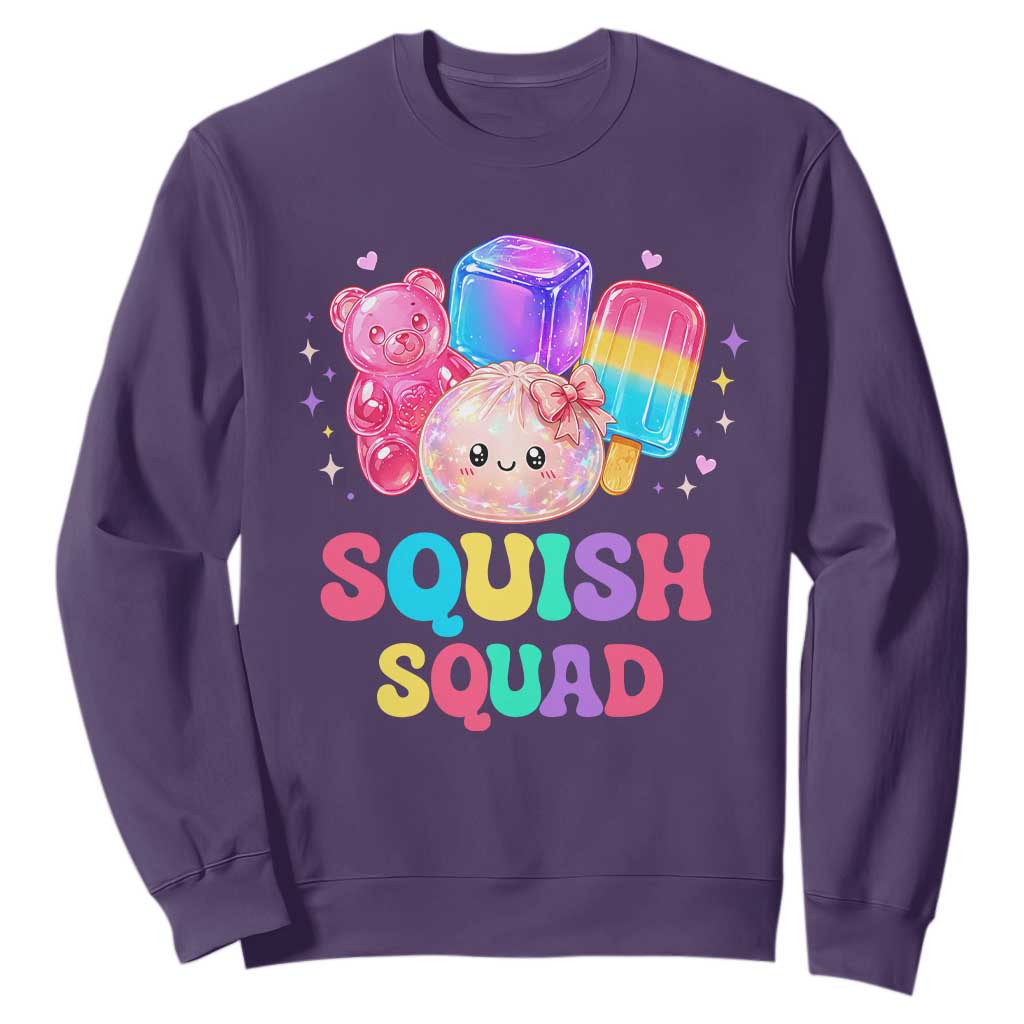 Squish Squad Kawaii Glitter Dumpling and Candy Graphic Sweatshirt Cute Gummy Bear Popsicle TS02 Purple Print Your Wear
