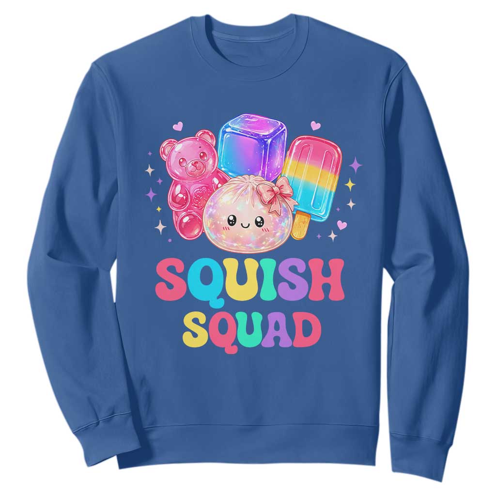 Squish Squad Kawaii Glitter Dumpling and Candy Graphic Sweatshirt Cute Gummy Bear Popsicle TS02 Royal Blue Print Your Wear
