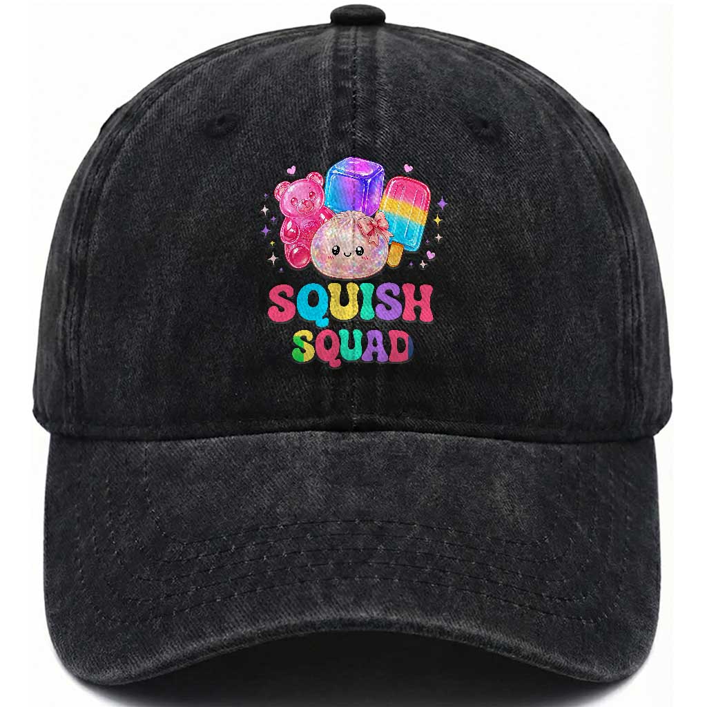 Squish Squad Kawaii Glitter Dumpling and Candy Graphic Washed Cotton Baseball Cap Cute Gummy Bear Popsicle TS02 Print Your Wear
