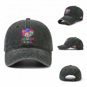 Squish Squad Kawaii Glitter Dumpling and Candy Graphic Washed Cotton Baseball Cap Cute Gummy Bear Popsicle TS02 Washed Cap Universal Fit Dark Green Print Your Wear