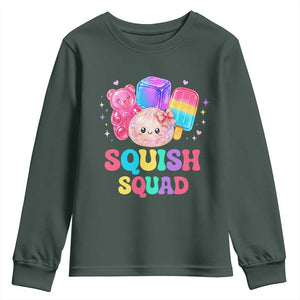 Squish Squad Kawaii Glitter Dumpling and Candy Graphic Youth Sweatshirt Cute Gummy Bear Popsicle TS02 Dark Forest Green Print Your Wear