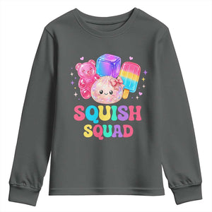 Squish Squad Kawaii Glitter Dumpling and Candy Graphic Youth Sweatshirt Cute Gummy Bear Popsicle TS02 Dark Heather Print Your Wear