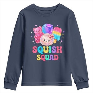 Squish Squad Kawaii Glitter Dumpling and Candy Graphic Youth Sweatshirt Cute Gummy Bear Popsicle TS02 Navy Print Your Wear