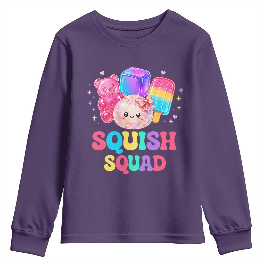 Squish Squad Kawaii Glitter Dumpling and Candy Graphic Youth Sweatshirt Cute Gummy Bear Popsicle TS02 Purple Print Your Wear
