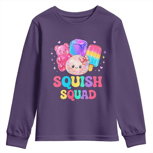 Squish Squad Kawaii Glitter Dumpling and Candy Graphic Youth Sweatshirt Cute Gummy Bear Popsicle TS02 Purple Print Your Wear