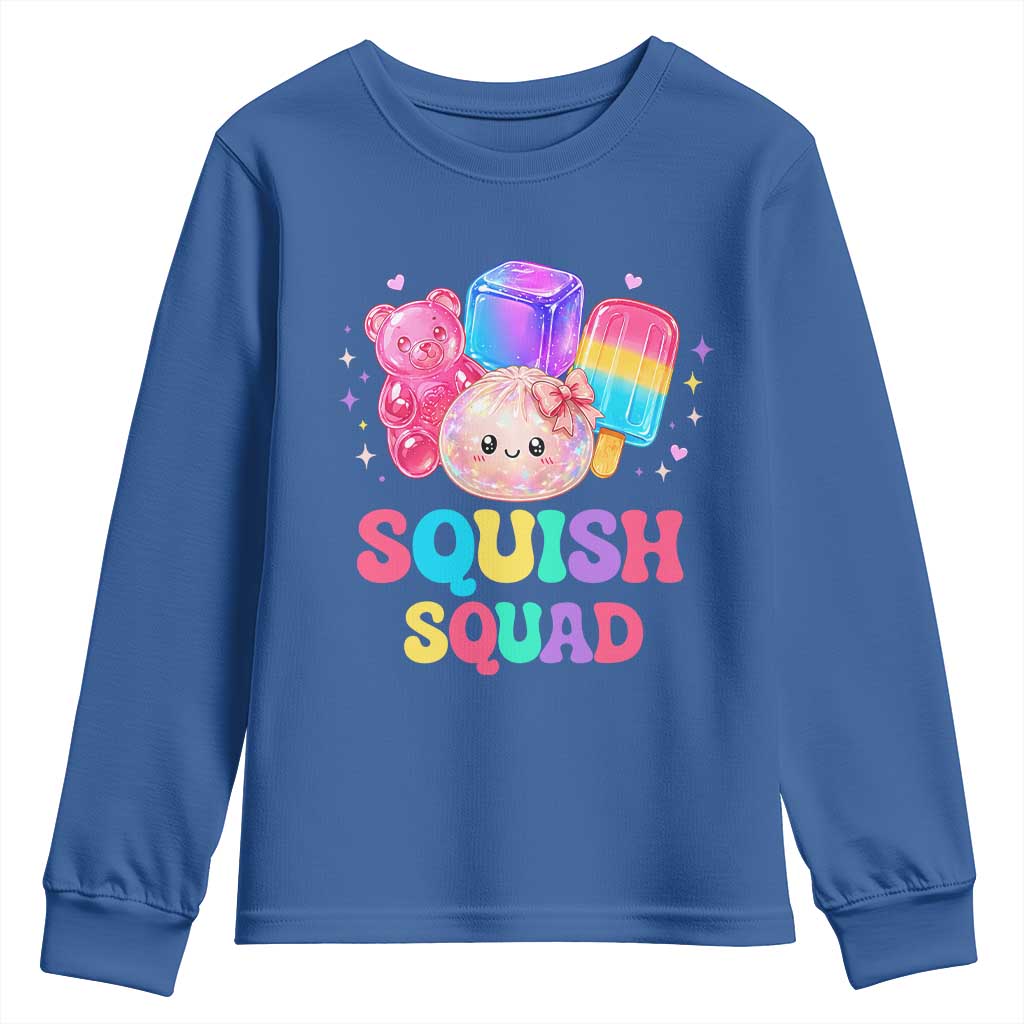 Squish Squad Kawaii Glitter Dumpling and Candy Graphic Youth Sweatshirt Cute Gummy Bear Popsicle TS02 Royal Blue Print Your Wear
