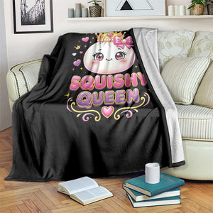 Squishy Queen Kawaii Glitter Dumpling Graphic Throw Blanket Cute Tiara Crown and Pink Bow TS02 Print Your Wear