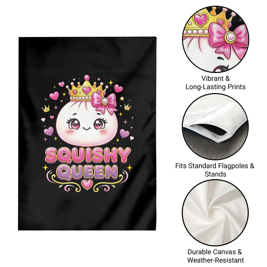 Squishy Queen Kawaii Glitter Dumpling Graphic Garden Flag Cute Tiara Crown and Pink Bow TS02 Print Your Wear