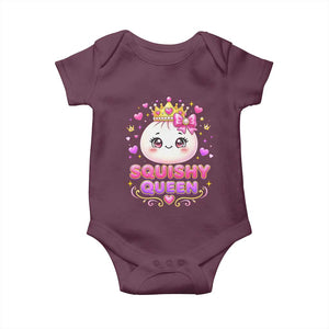 Squishy Queen Kawaii Glitter Dumpling Graphic Baby Onesie Cute Tiara Crown and Pink Bow TS02 Maroon Print Your Wear