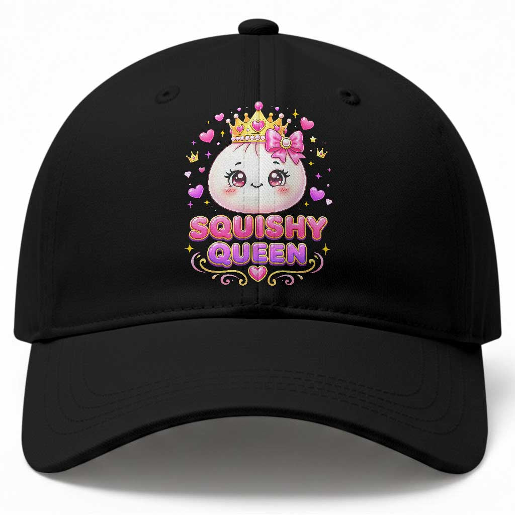 Squishy Queen Kawaii Glitter Dumpling Graphic Baseball Cap Cute Tiara Crown and Pink Bow TS02 Print Your Wear
