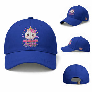 Squishy Queen Kawaii Glitter Dumpling Graphic Baseball Cap Cute Tiara Crown and Pink Bow TS02 Baseball Cap Universal Fit Royal Blue Print Your Wear