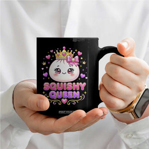 Squishy Queen Kawaii Glitter Dumpling Graphic Coffee Mug Cute Tiara Crown and Pink Bow TS02 Print Your Wear