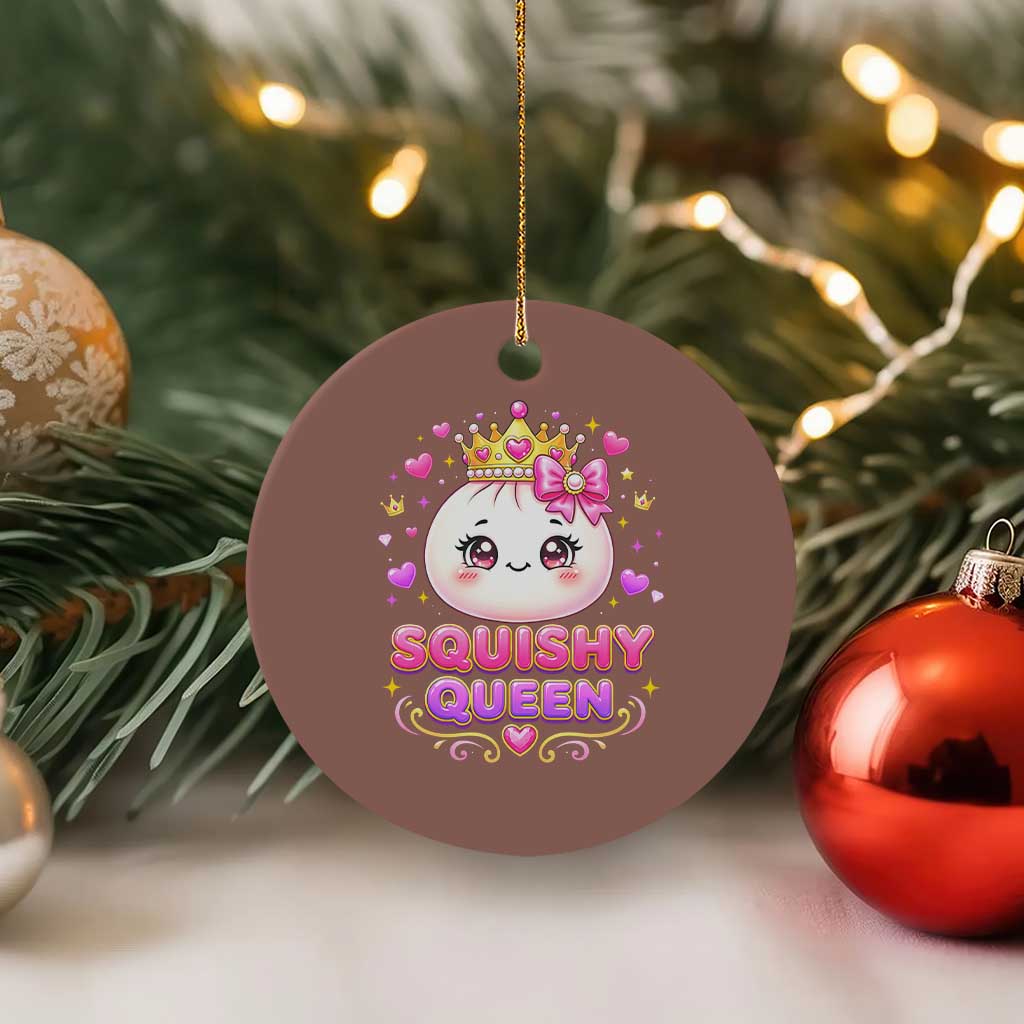 Squishy Queen Kawaii Glitter Dumpling Graphic Ceramic Ornament Cute Tiara Crown and Pink Bow TS02 1pc Mocha Print Your Wear