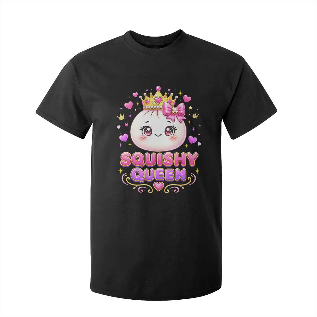 Squishy Queen Kawaii Glitter Dumpling Graphic T Shirt For Kid Cute Tiara Crown and Pink Bow TS02 Black Print Your Wear