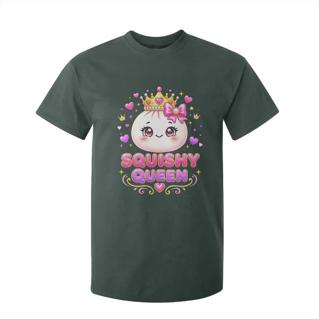 Squishy Queen Kawaii Glitter Dumpling Graphic T Shirt For Kid Cute Tiara Crown and Pink Bow TS02 Dark Forest Green Print Your Wear