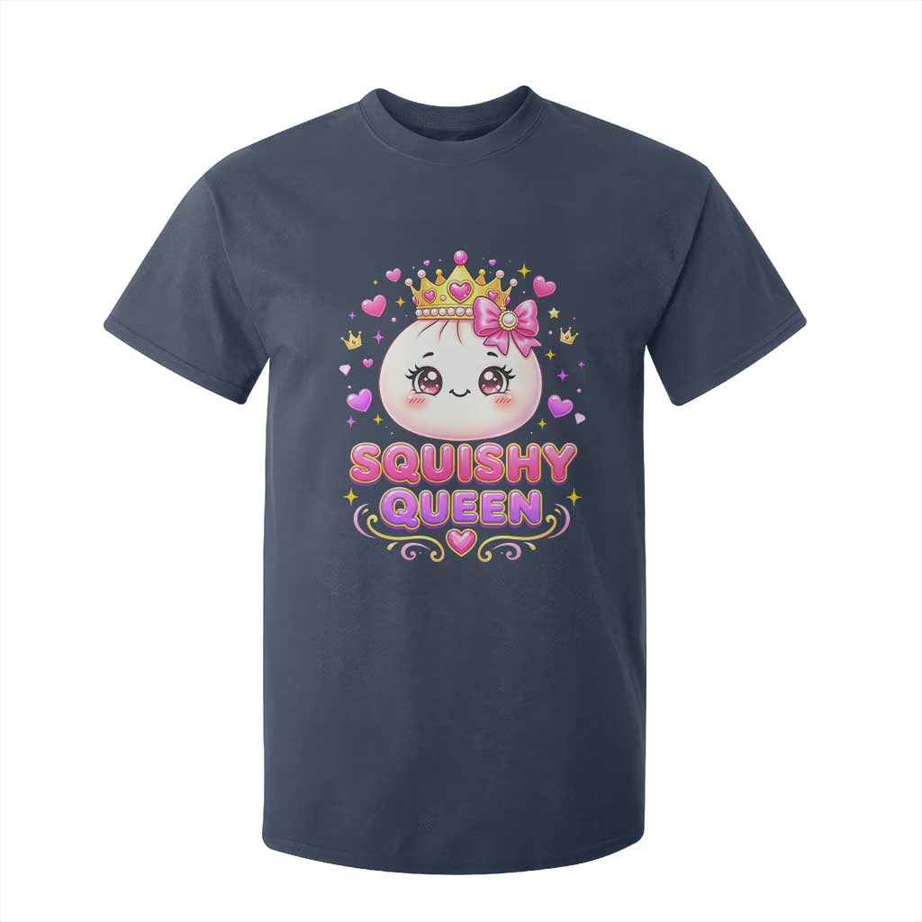 Squishy Queen Kawaii Glitter Dumpling Graphic T Shirt For Kid Cute Tiara Crown and Pink Bow TS02 Navy Print Your Wear