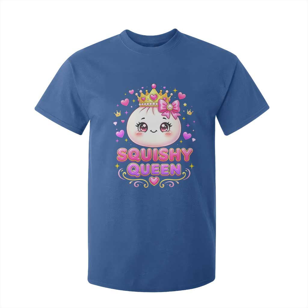 Squishy Queen Kawaii Glitter Dumpling Graphic T Shirt For Kid Cute Tiara Crown and Pink Bow TS02 Royal Blue Print Your Wear