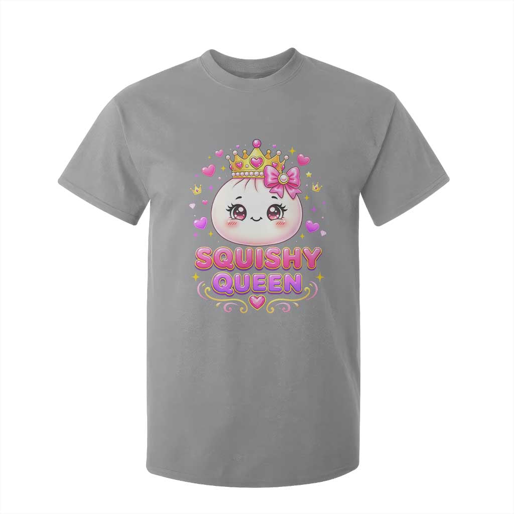Squishy Queen Kawaii Glitter Dumpling Graphic T Shirt For Kid Cute Tiara Crown and Pink Bow TS02 Sport Gray Print Your Wear