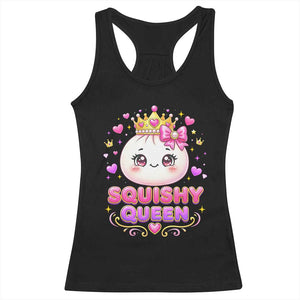 Squishy Queen Kawaii Glitter Dumpling Graphic Racerback Tank Top Cute Tiara Crown and Pink Bow TS02 Black Print Your Wear