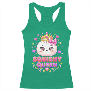 Squishy Queen Kawaii Glitter Dumpling Graphic Racerback Tank Top Cute Tiara Crown and Pink Bow TS02 Irish Green Print Your Wear