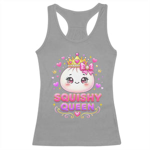 Squishy Queen Kawaii Glitter Dumpling Graphic Racerback Tank Top Cute Tiara Crown and Pink Bow TS02 Sport Gray Print Your Wear