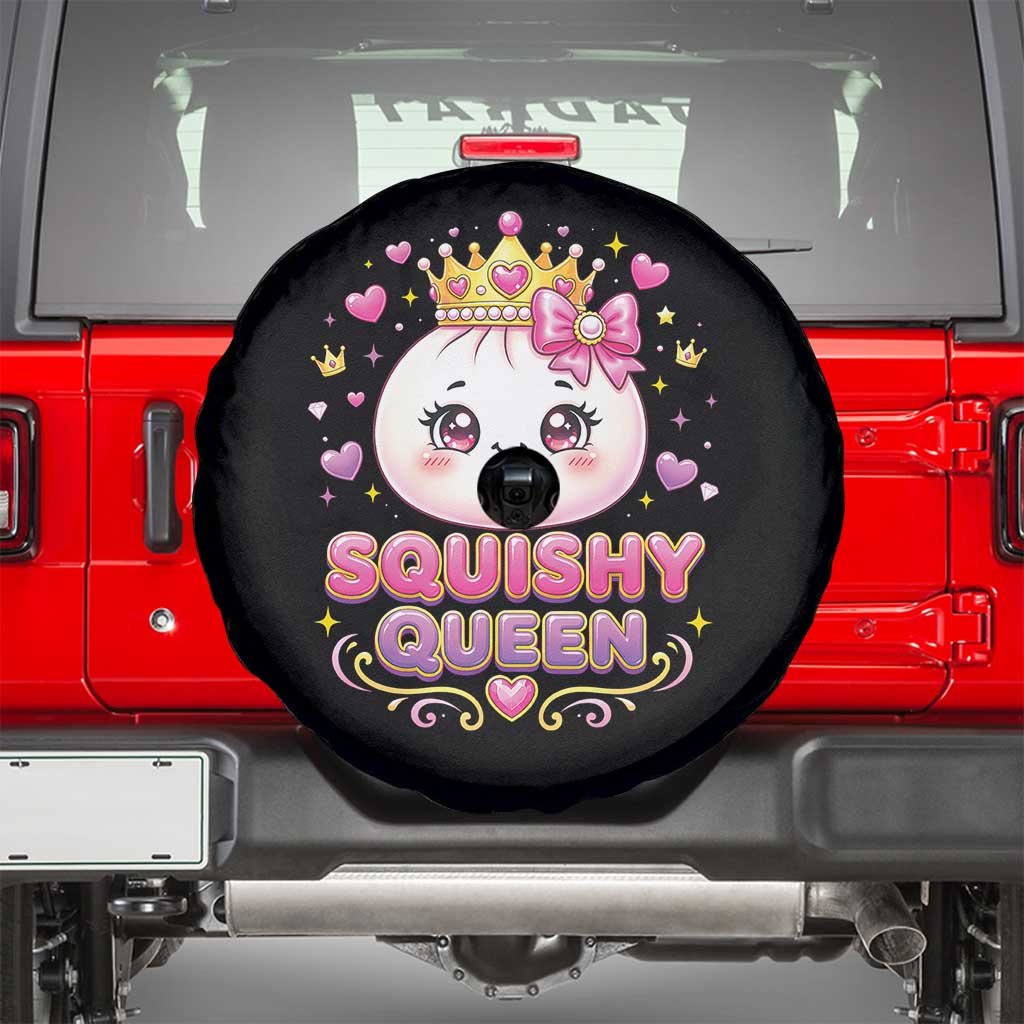 Squishy Queen Kawaii Glitter Dumpling Graphic Spare Tire Cover Cute Tiara Crown and Pink Bow TS02 Black Print Your Wear