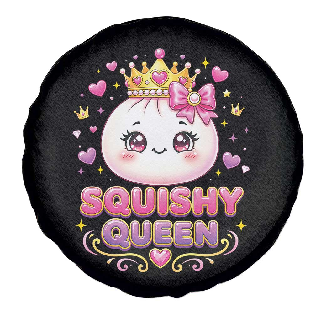 Squishy Queen Kawaii Glitter Dumpling Graphic Spare Tire Cover Cute Tiara Crown and Pink Bow TS02 Print Your Wear