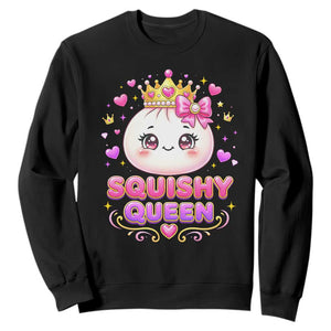 Squishy Queen Kawaii Glitter Dumpling Graphic Sweatshirt Cute Tiara Crown and Pink Bow TS02 Black Print Your Wear