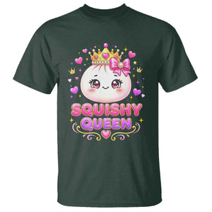 Squishy Queen Kawaii Glitter Dumpling Graphic T Shirt Cute Tiara Crown and Pink Bow TS02 Dark Forest Green Print Your Wear