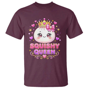 Squishy Queen Kawaii Glitter Dumpling Graphic T Shirt Cute Tiara Crown and Pink Bow TS02 Maroon Print Your Wear