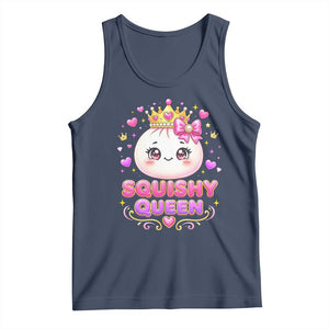 Squishy Queen Kawaii Glitter Dumpling Graphic Tank Top Cute Tiara Crown and Pink Bow TS02 Navy Print Your Wear
