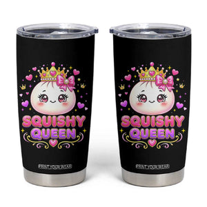 Squishy Queen Kawaii Glitter Dumpling Graphic Tumbler Cup Cute Tiara Crown and Pink Bow TS02 Black Print Your Wear
