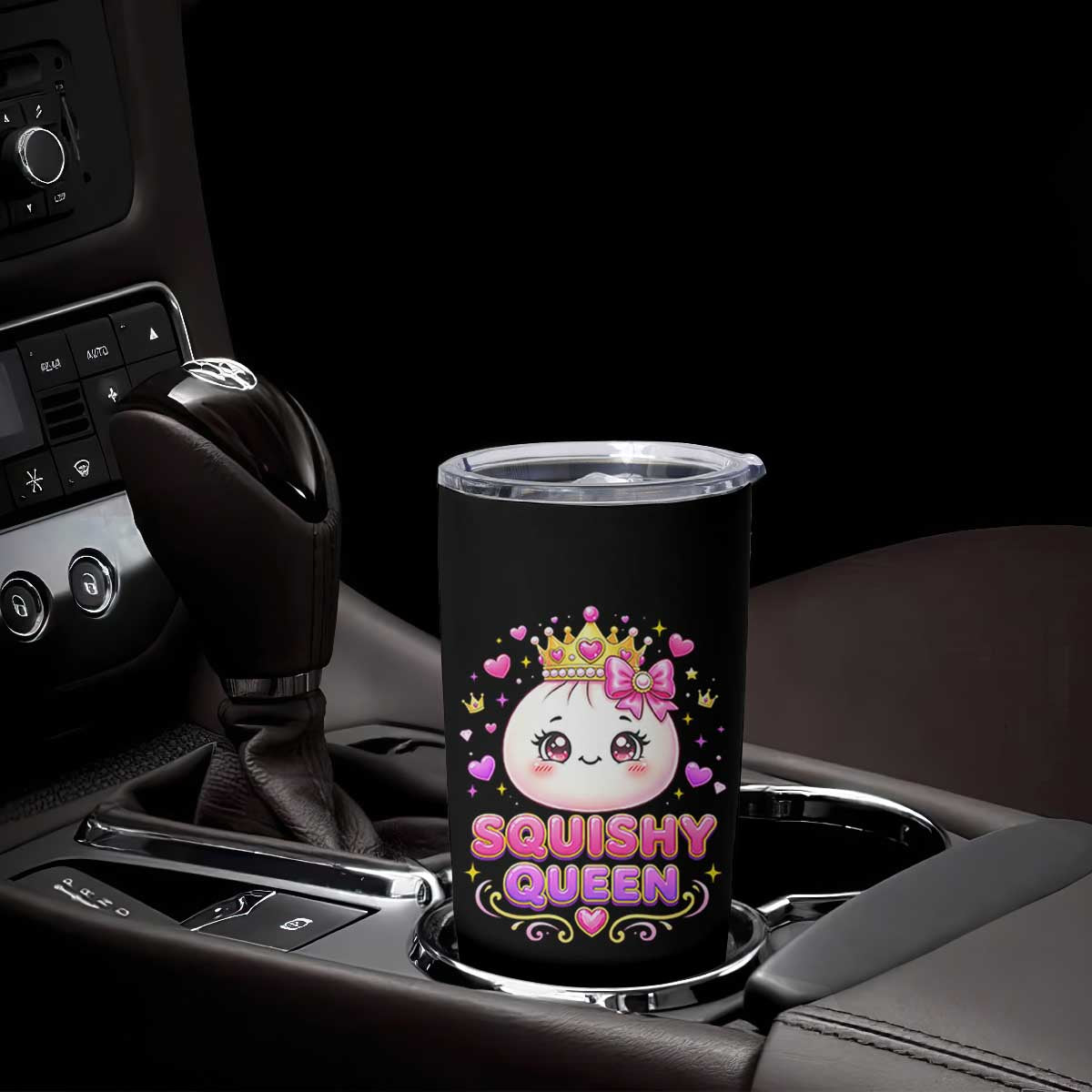 Squishy Queen Kawaii Glitter Dumpling Graphic Tumbler Cup Cute Tiara Crown and Pink Bow TS02 Print Your Wear