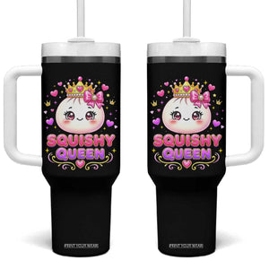Squishy Queen Kawaii Glitter Dumpling Graphic Tumbler With Handle Cute Tiara Crown and Pink Bow TS02 One Size: 40 oz Black Print Your Wear