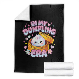 In My Dumpling Era Kawaii Pastel Graphic Throw Blanket Retro Groovy Glitter Bao Steamer Basket TS02 Black Print Your Wear