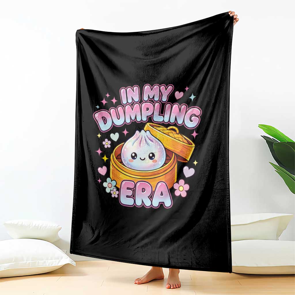 In My Dumpling Era Kawaii Pastel Graphic Throw Blanket Retro Groovy Glitter Bao Steamer Basket TS02 Print Your Wear