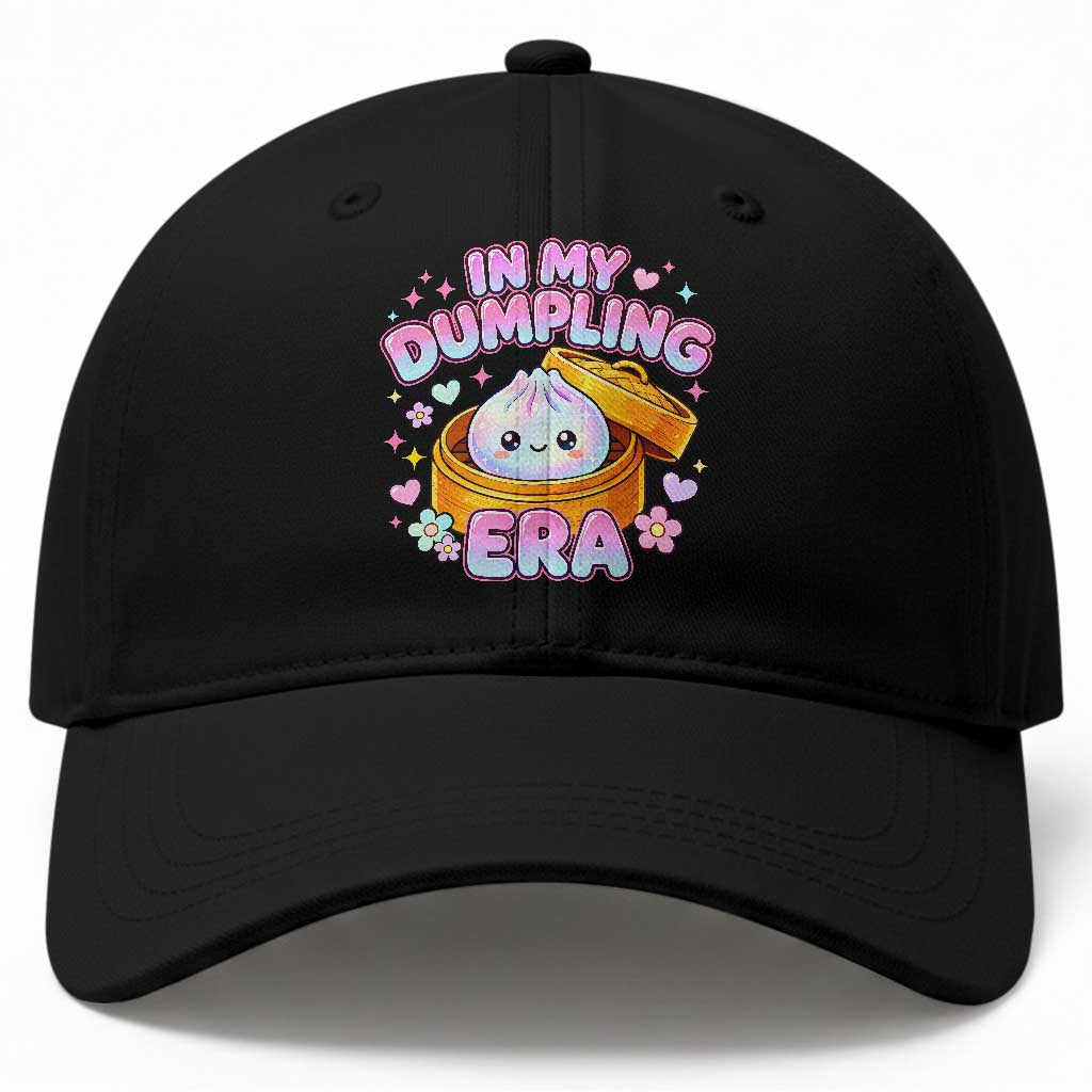 In My Dumpling Era Kawaii Pastel Graphic Baseball Cap Retro Groovy Glitter Bao Steamer Basket TS02 Print Your Wear