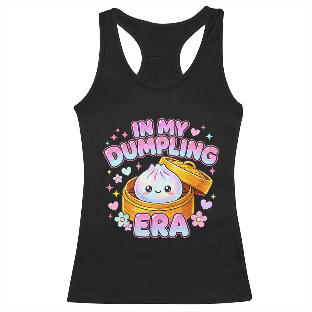 In My Dumpling Era Kawaii Pastel Graphic Racerback Tank Top Retro Groovy Glitter Bao Steamer Basket TS02 Black Print Your Wear