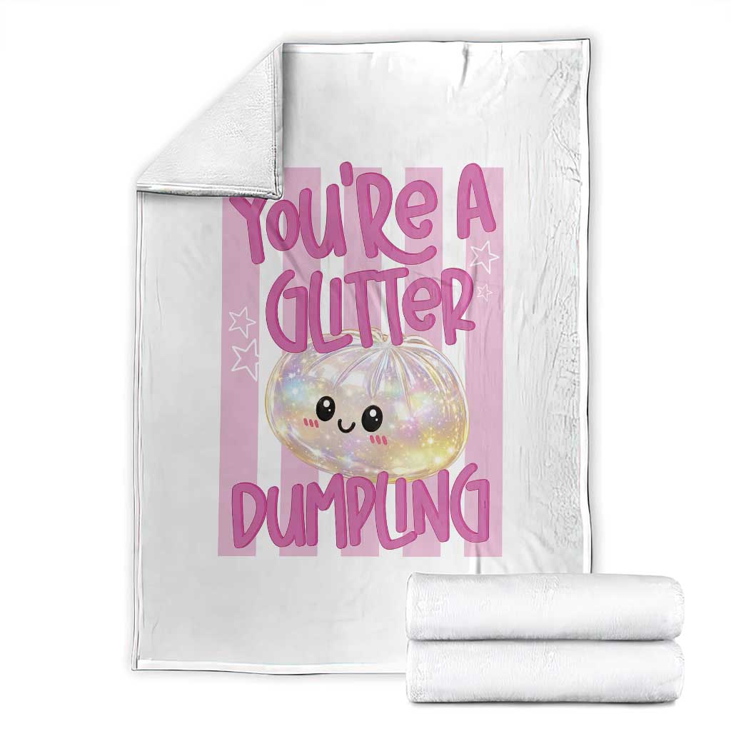 You Are A Glitter Dumpling Cute Preppy Pastel Graphic Throw Blanket Kawaii Pastel Pink Striped Food Quote TS02 White Print Your Wear