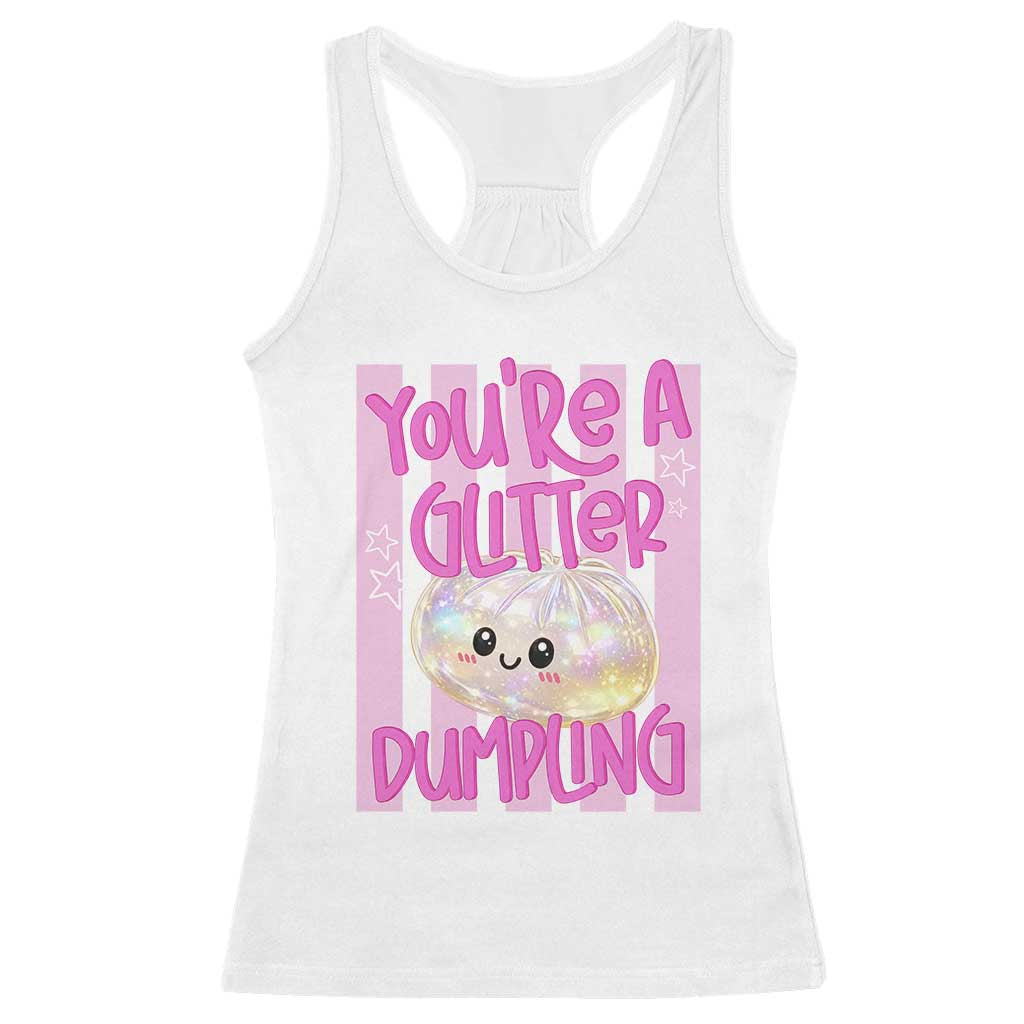 You Are A Glitter Dumpling Cute Preppy Pastel Graphic Racerback Tank Top Kawaii Pastel Pink Striped Food Quote TS02 White Print Your Wear