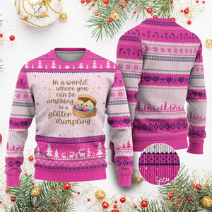 Be A Glitter Dumpling Kawaii Graphic Ugly Christmas Sweater In A World Squish Squad Mystery Box TS02 Hot Pink Print Your Wear